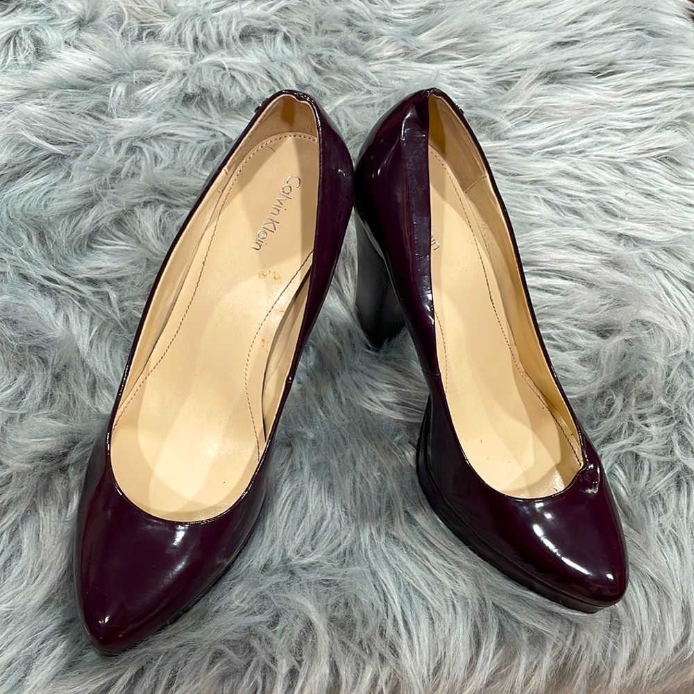 Calvin Klein deep purple platform shoes